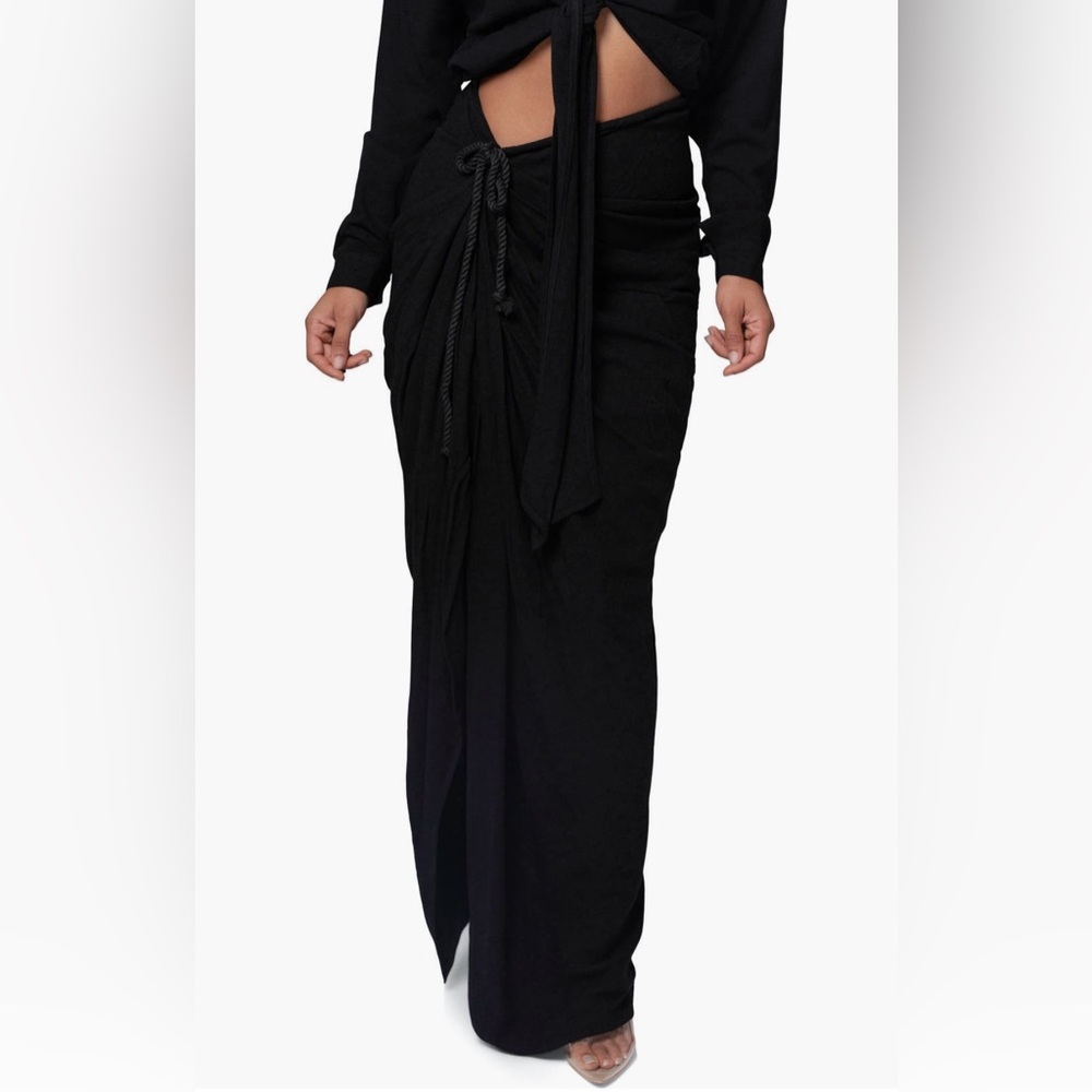 JLUXLABEL Noelia Slit Cotton & Linen Maxi Skirt